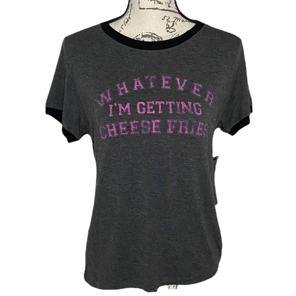 Prince Peter Collection Mean Girls Cheese Fries Gray Soft Ringer T-shirt Small